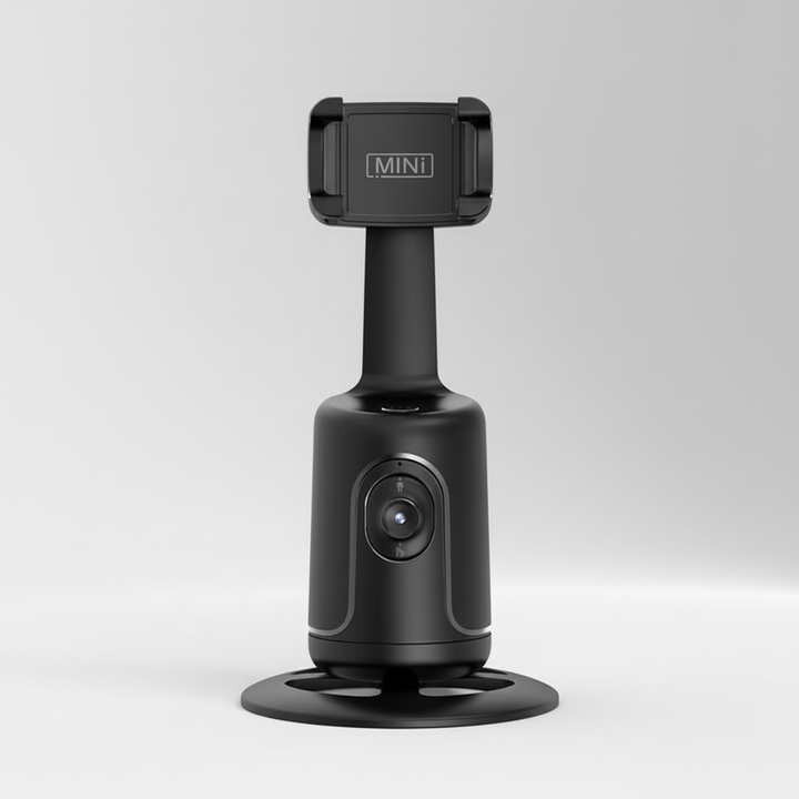 Freihändiger KI-Selfie-Stick mit Gimbal und Auto-Tracking für dynamische Smartphone-Videos.