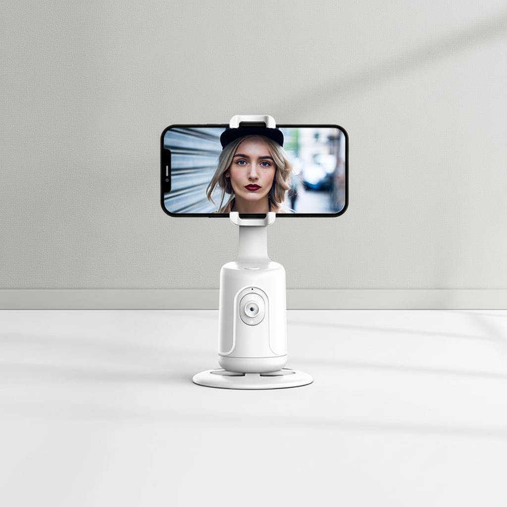 Der FaceFollowr KI-Selfie-Stick mit Gimbal, bereit für Ihr Smartphone & freihändige Videoaufnahme.