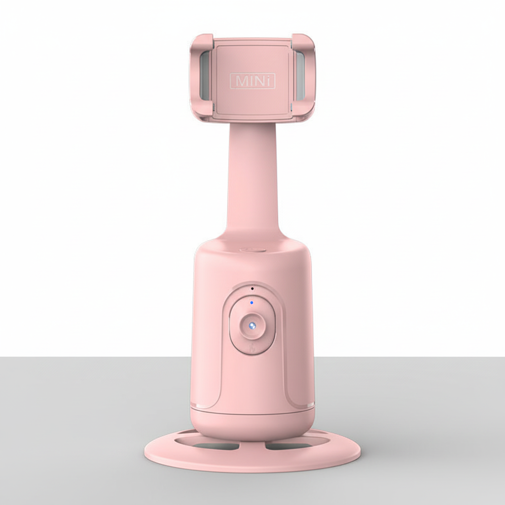 Kompakter FaceFollowr KI-Selfie-Stick mit Gimbal für Videoaufnahme & Livestreaming unterwegs.
