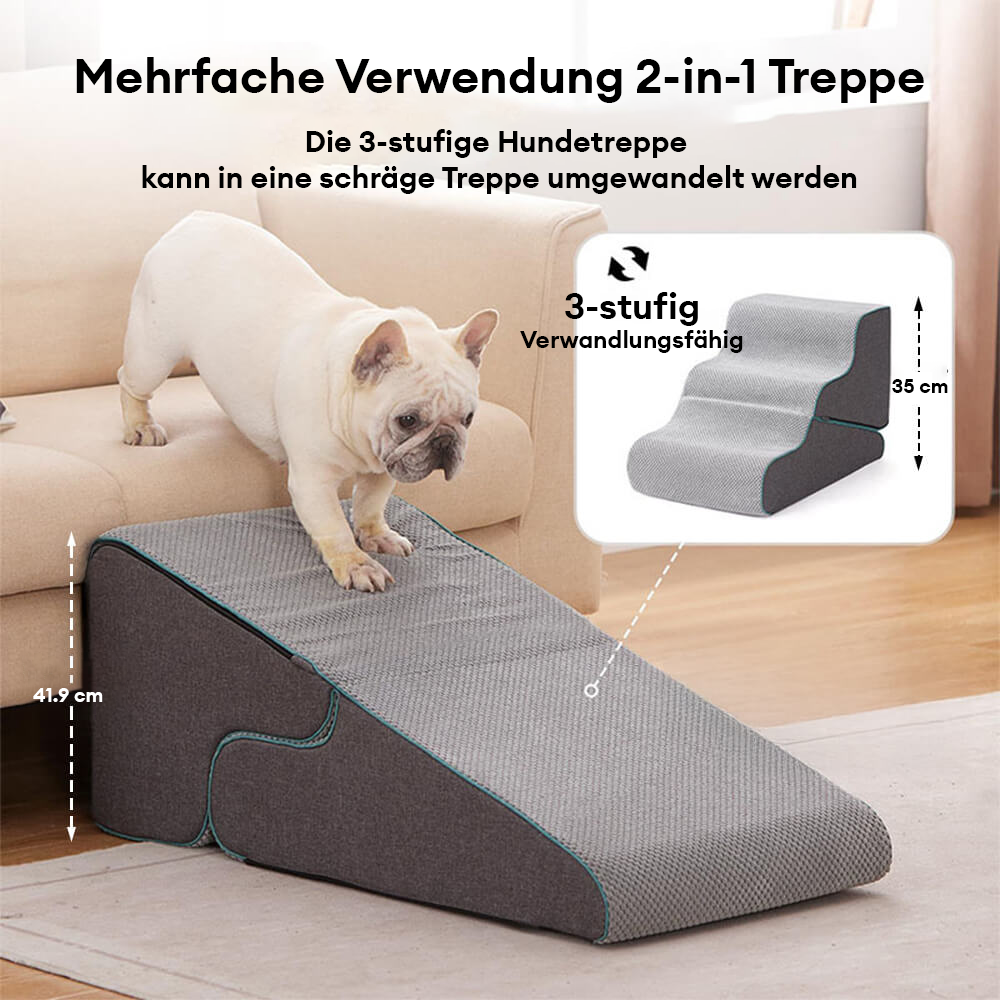 Multifunktionale Hundetreppe & Hunderampe, faltbar, ideal für kleine Hunde, orthopädisch, blau.