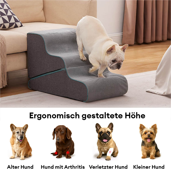 Gelenkschonende Haustiertreppe mit Rampenfunktion, faltbar, waschbar, perfekt für alte Hunde, khaki.