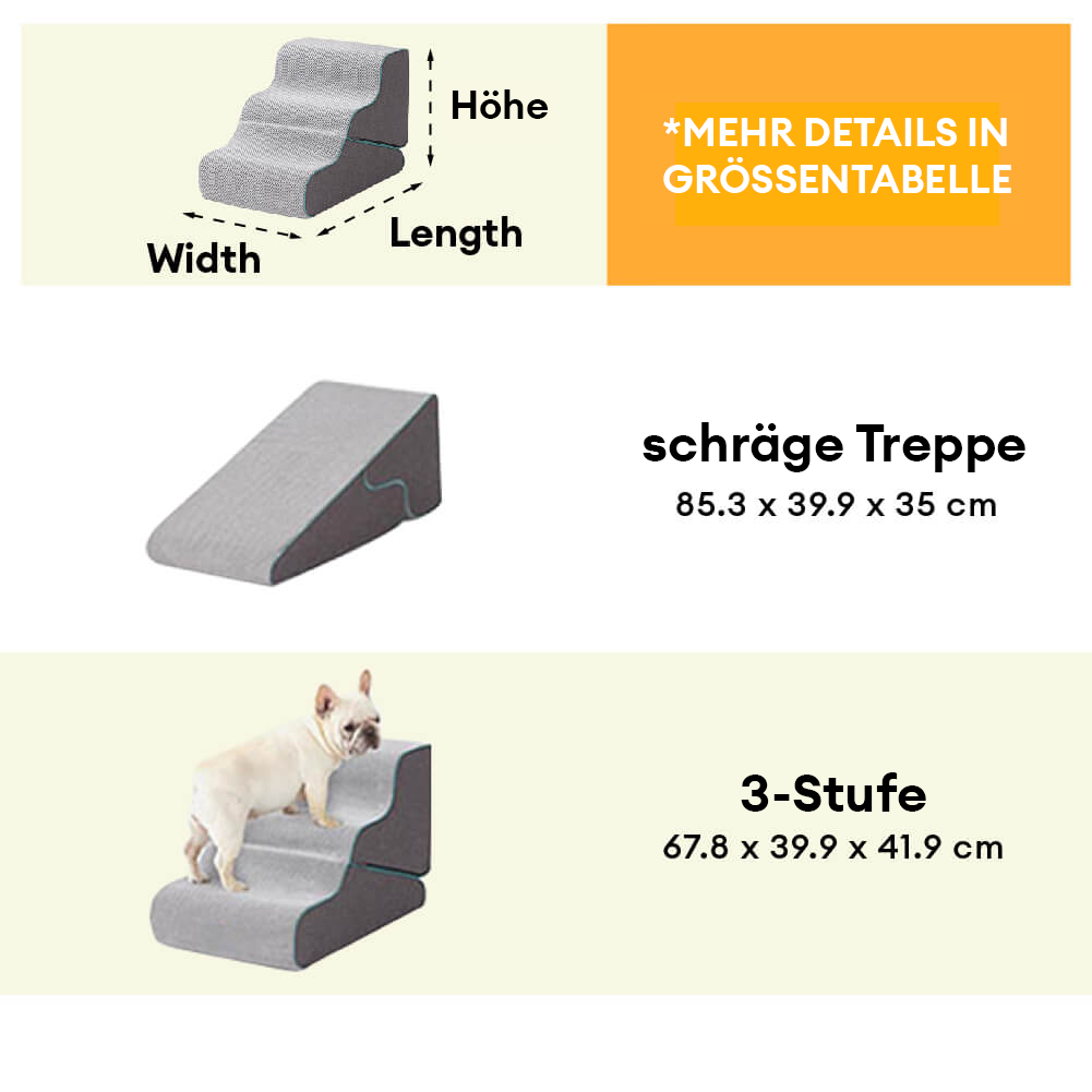 Waschbare faltbare Hundetreppe mit Rampe, multifunktional, schont Gelenke, khaki, für Haustiere.