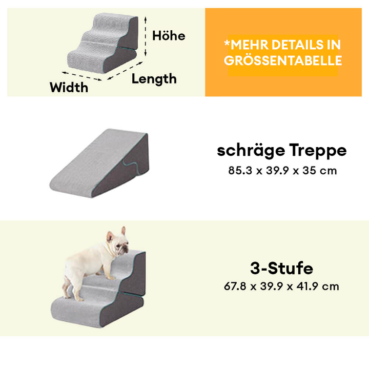 Waschbare faltbare Hundetreppe mit Rampe, multifunktional, schont Gelenke, khaki, für Haustiere.