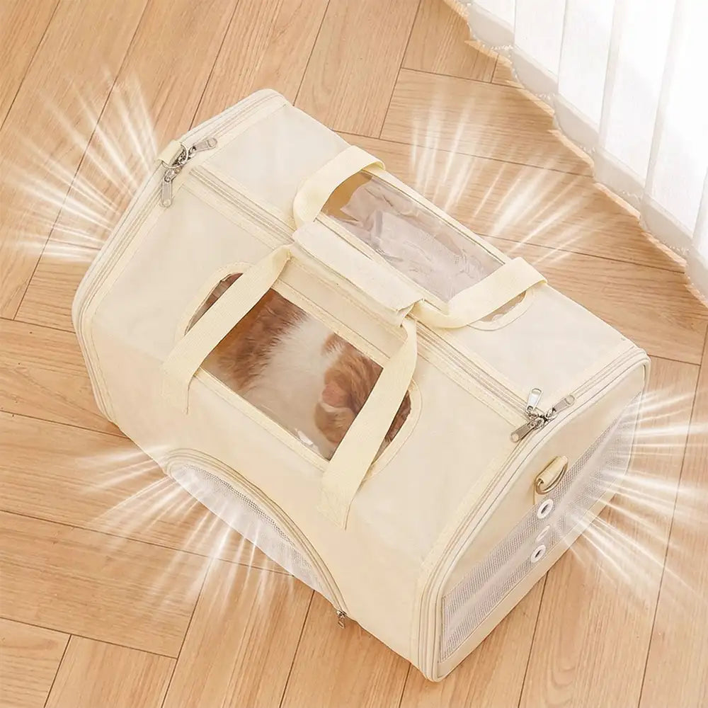 Sichere, faltbare Transportbox mit Netzeinsätzen. Atmungsaktive Haustiertragetasche für Katze oder kleinen Hund.