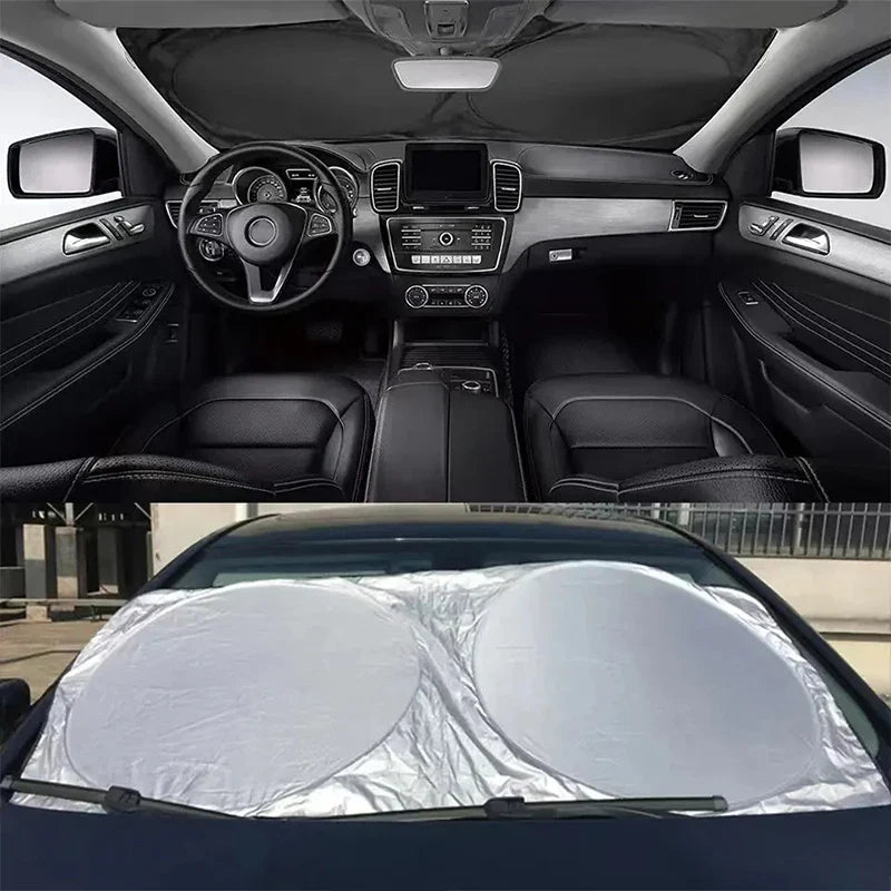 Universal faltbarer Sonnenschutz für die Auto-Windschutzscheibe, bietet Hitzeschutz im Sommer.