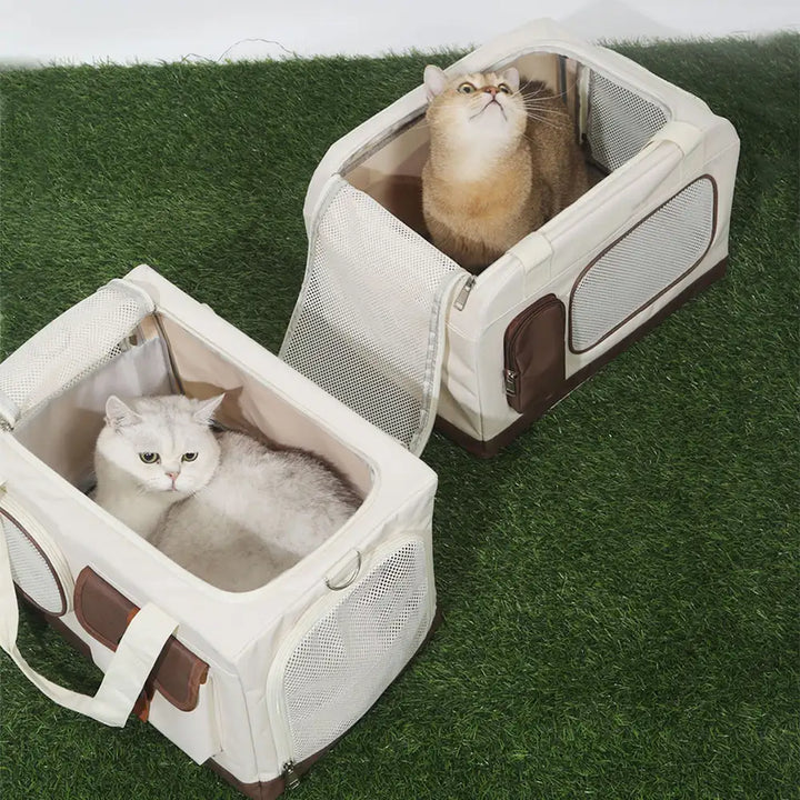 Ergonomische faltbare Katzentragetasche mit Rollwagen; doppellagig für Tierkomfort.