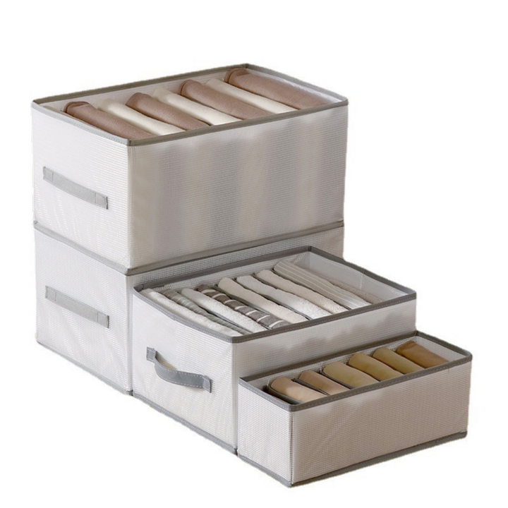 Stabile Aufbewahrungsbox als Kleiderfächer-Set. Ideal für ordentliche Kleiderschrank-Organisation & Wäscheaufbewahrung.