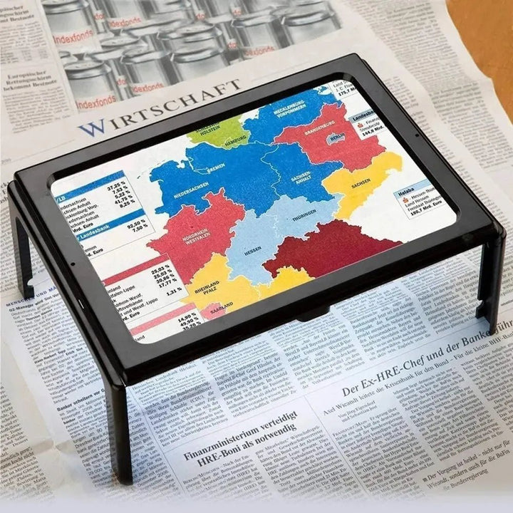Vielseitige LED-Leselupe, freihändig nutzbar, faltbar und tragbar. Ideal für Senioren mit Sehschwäche zum Lesen.