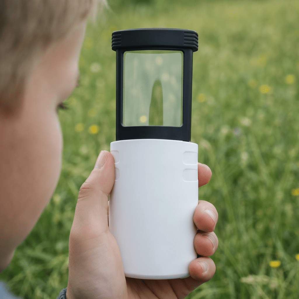 Kompakte faltbare Taschenlupe mit LED-Licht, 4x Vergrößerung, ideal für unterwegs & Hobby.