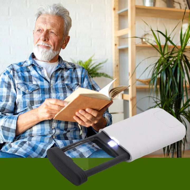 Robuste Unisex LED-Taschenlupe, 4-fach Vergrößerung, faltbar – ideal für Lesen & präzise Arbeiten.