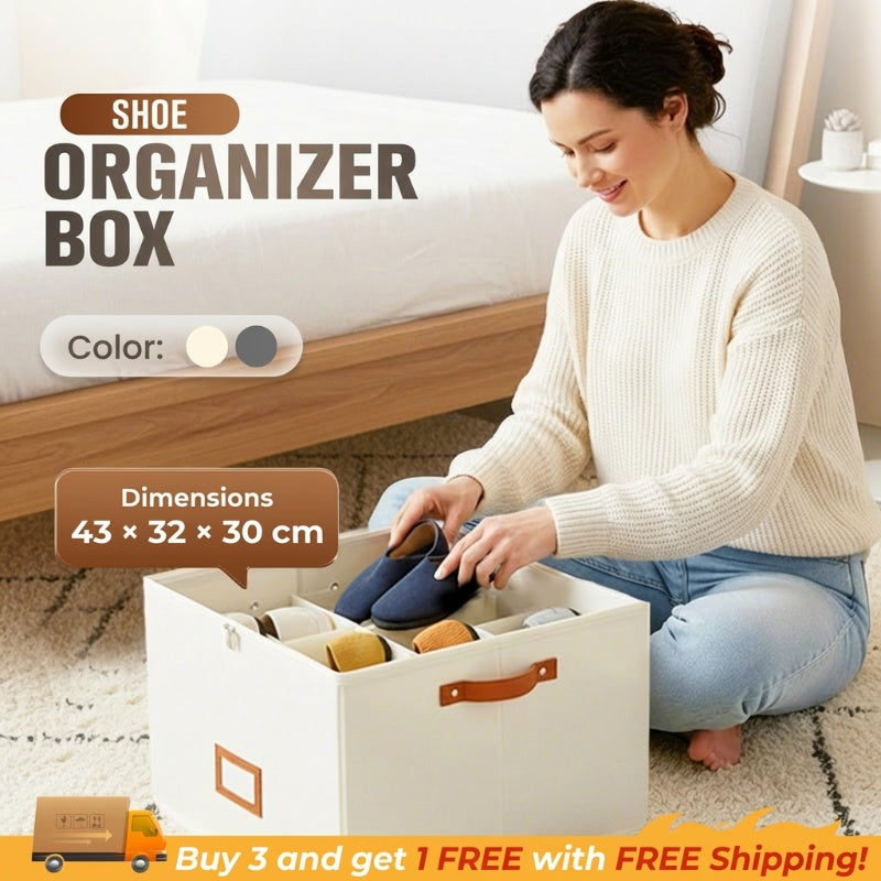 Stilvolle graue Schuhbox mit Deckel, ideal als Staubschutz für deine Schuhe.