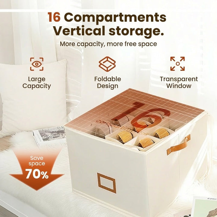 Faltbare Schuhaufbewahrungsbox mit Deckel, beige, als eleganter Schuhorganizer für deine Wohnung.