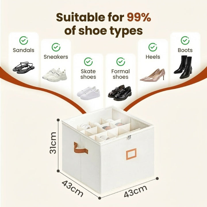 Ordnungssystem: Faltbare Schuhbox grau, ideal für staubgeschützte Schuhaufbewahrung.