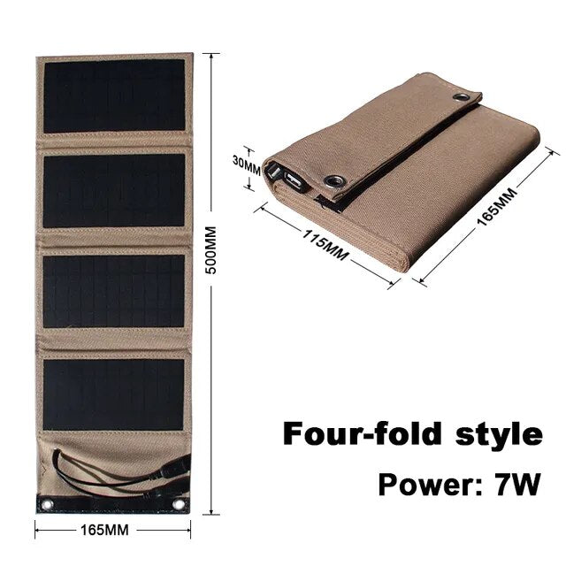 Faltbare Solar Powerbank 10.000 mAh mit mehreren Panels. Effizientes Outdoor-Ladegerät.