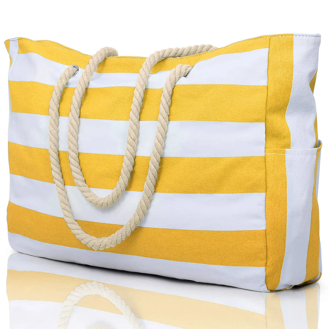 Stilvolle faltbare Canvas Strandtasche, wasser- & sandabweisend mit Reißverschluss, für Ihren Strandlook.