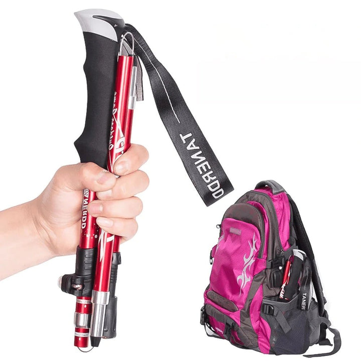 Faltbare Teleskop Wanderstöcke aus Aluminium für leichtes Wandern & Trekking. Kompakt & stabil.