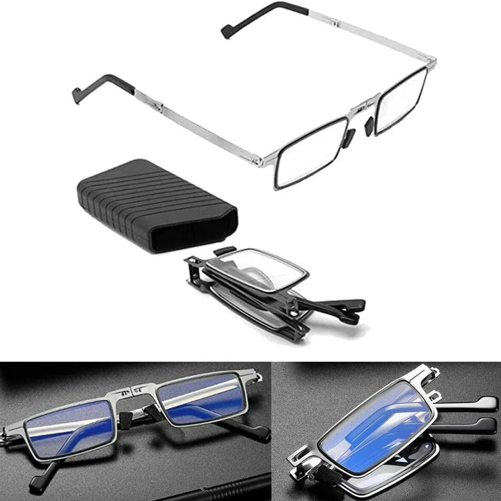Elegante Titan-Lesebrille, faltbar, mit Blaulichtfilter für Damen und Herren.