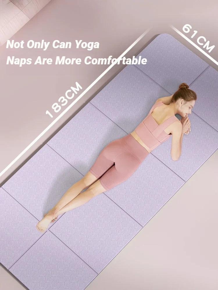 Graue faltbare TPE Yogamatte, rutschfest & umweltfreundlich, für Yoga, Pilates & Fitness.