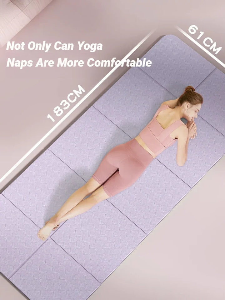 Graue faltbare TPE Yogamatte, rutschfest & umweltfreundlich, für Yoga, Pilates & Fitness.