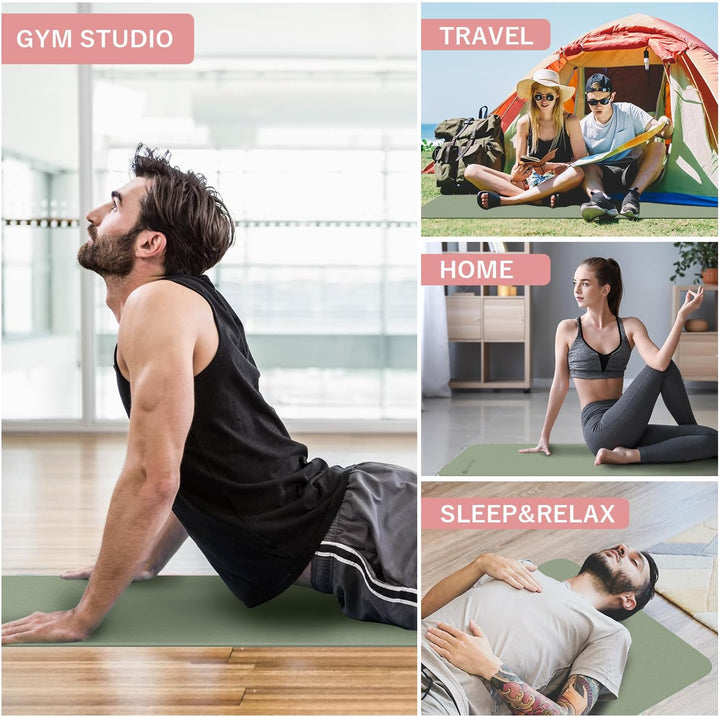 Detail: Rutschfeste TPE-Oberfläche der faltbaren Yogamatte für sicheren Halt bei Pilates & Sport.