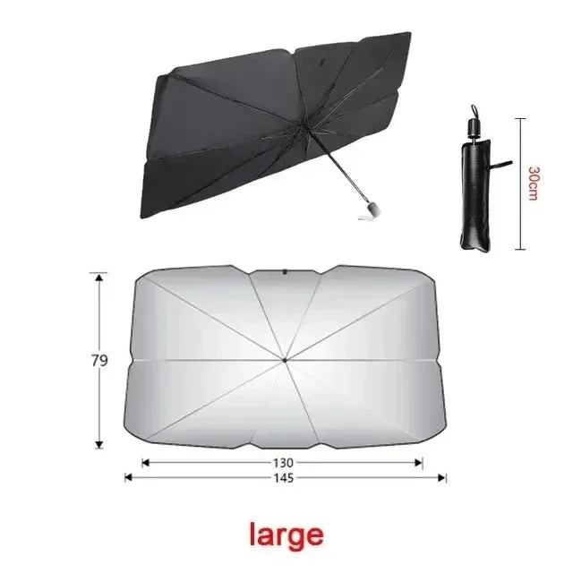Universal Auto-Sonnenschirm für Windschutzscheibe. Zuverlässiger UV- & Hitzeschutz; faltbar & platzsparend.