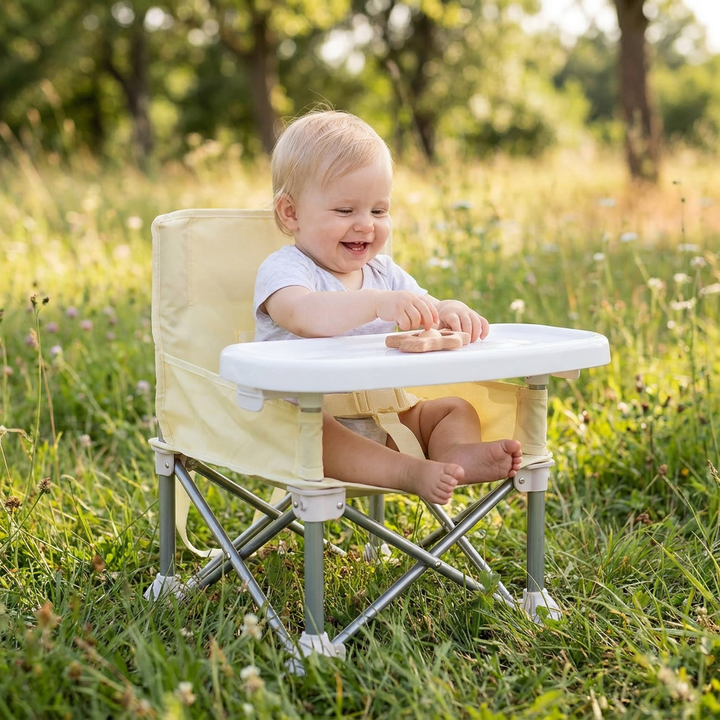 Kleinkind Campingstuhl, tragbar, mit praktischem Tablett, ideal für Outdoor-Abenteuer & Strand.