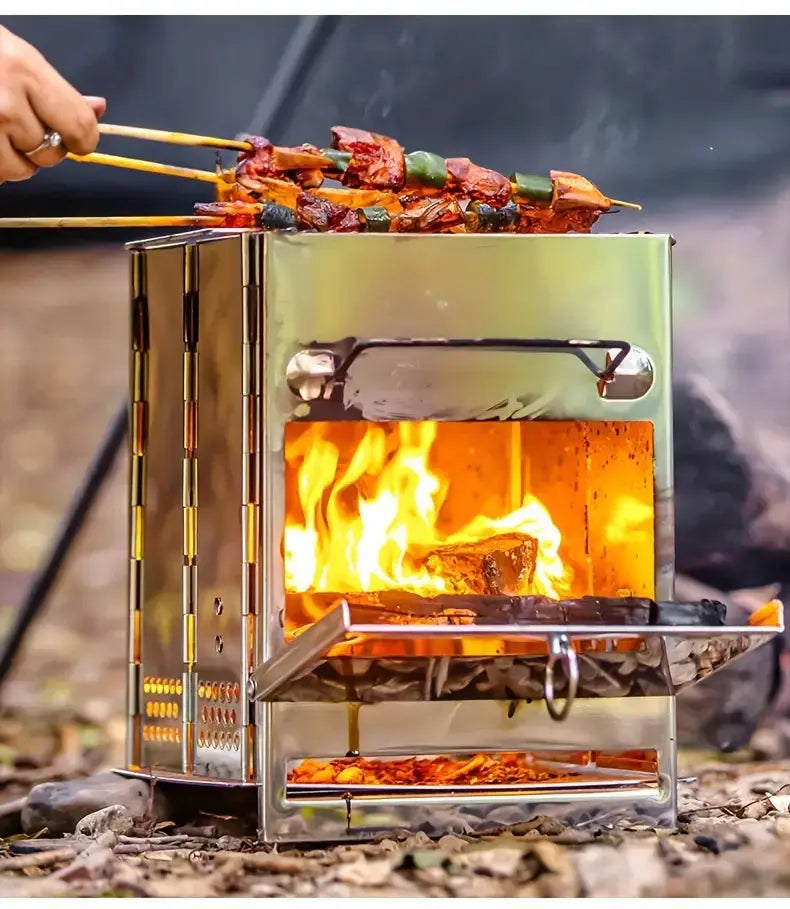 Faltbarer Edelstahl Campingkocher für Outdoor, Bushcraft & Survival-Abenteuer.