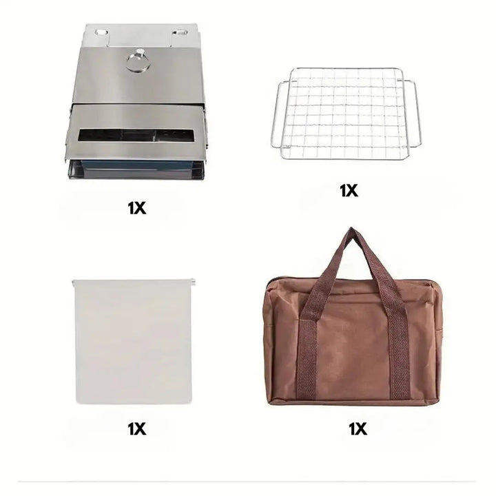 Kleiner Faltkocher aus Edelstahl für Trekking, Rucksackreisen & Outdoor-Kochen.