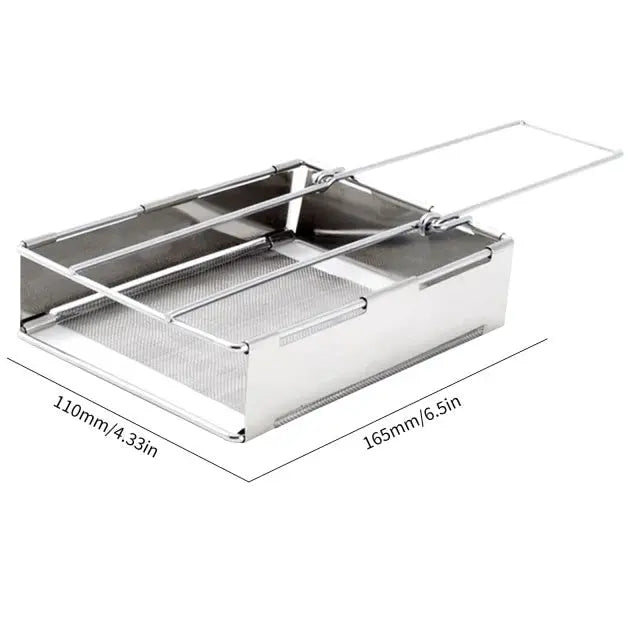 Outdoor-Campingkocher aus faltbarem Edelstahl, perfekt für Holzfeuer & Kochen.