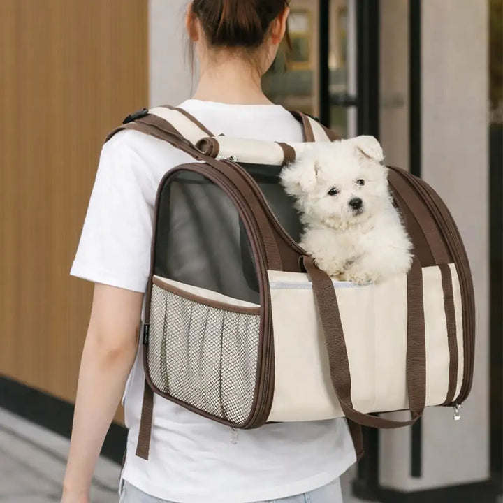 Faltbarer Haustierrucksack für Katze/Hund, atmungsaktiv & platzsparend. Ideal für sichere Reisen.