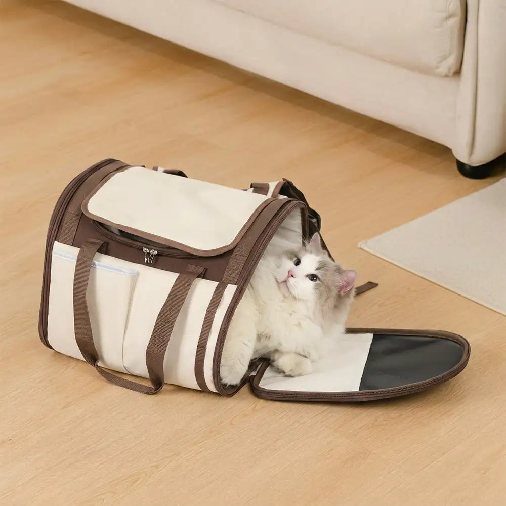 Sicherer Katzen-Reiserucksack, faltbar & komfortabel. Optimal für Flugreisen oder Autofahrten mit Tier.