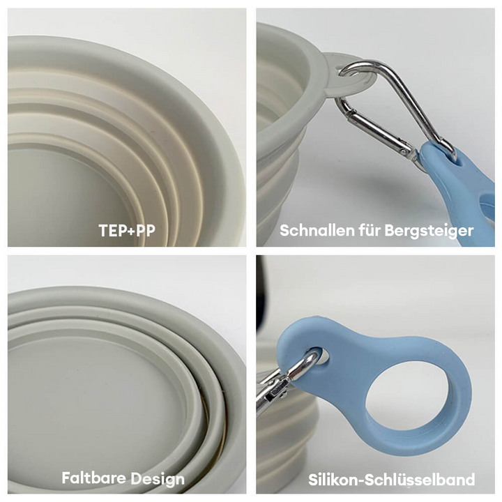 Vielseitiger Haustiernapf aus Silikon, faltbar, ideal für Futter und Wasser, praktisch für unterwegs.