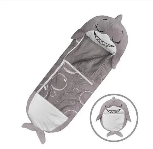 Kinder-Schlafsack in Tierform als Kissen und Spielgefährte, faltbar für jedes Abenteuer.