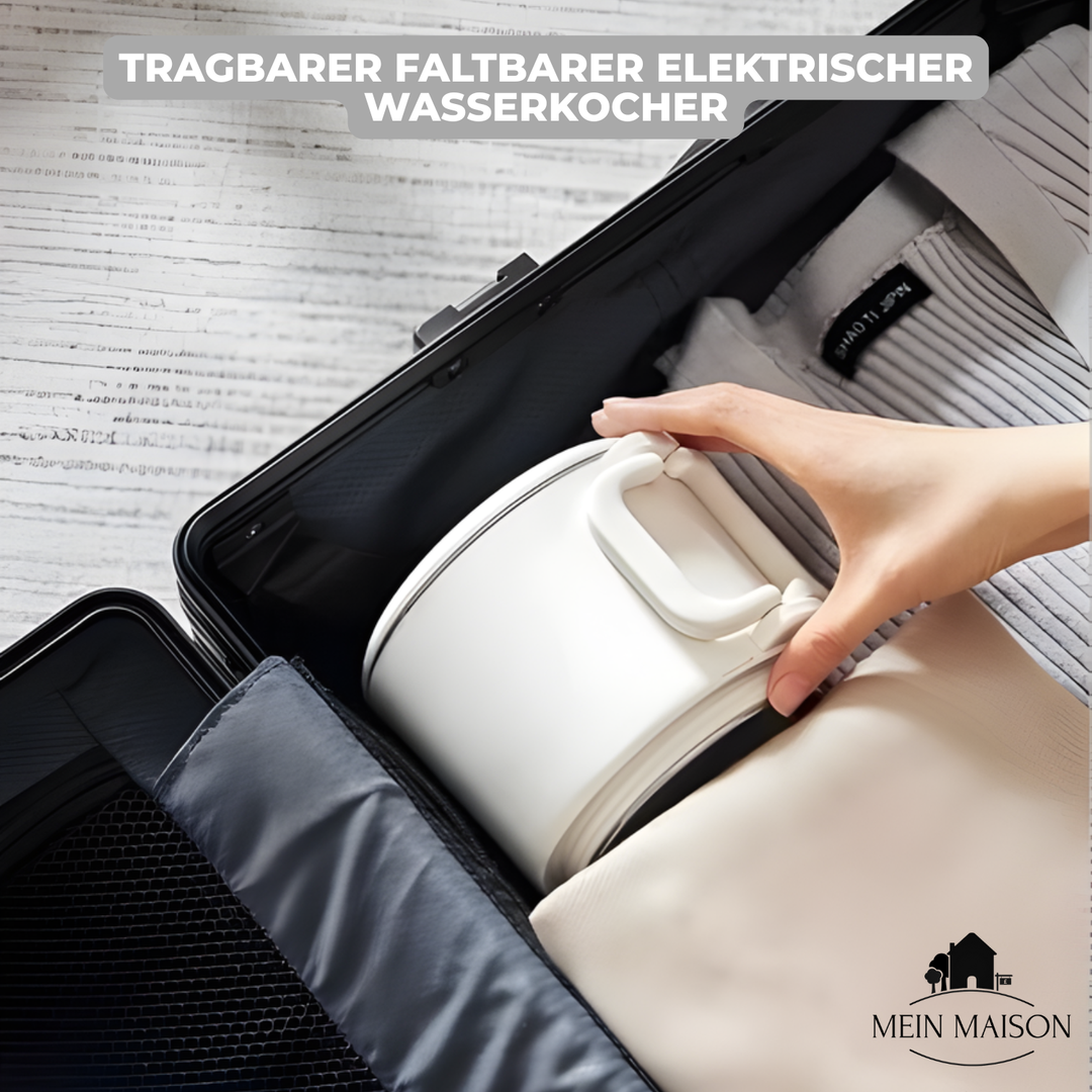 Tragbarer Wasserkocher TravelBoil, kompakt, für heißes Wasser auf Reisen, im Büro oder daheim.