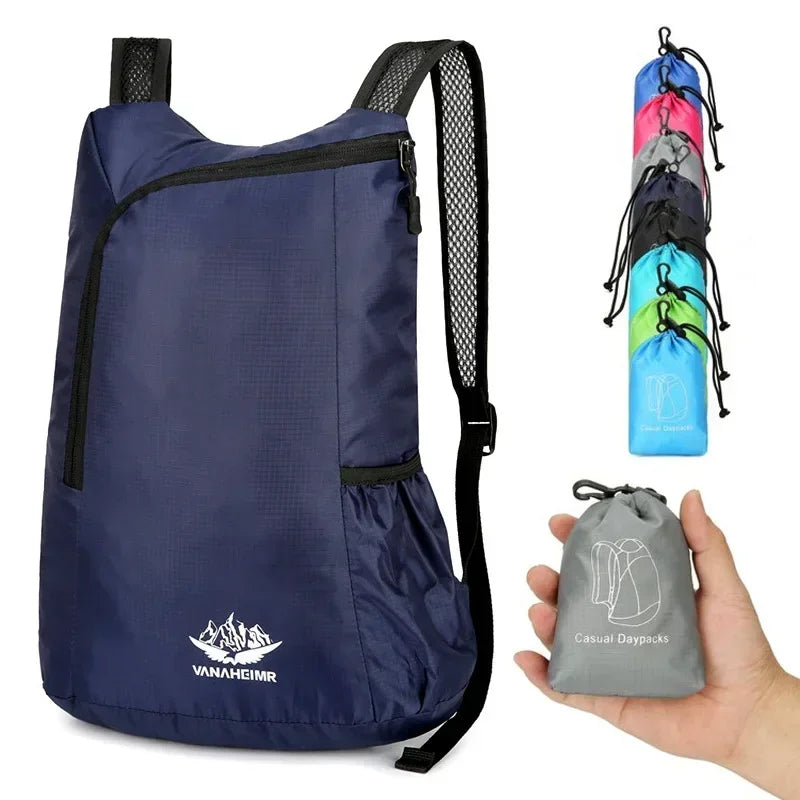 Faltbarer Rucksack 20L, ultraleicht & wasserdicht, perfekt für Reisen und Wandern im Sommer.