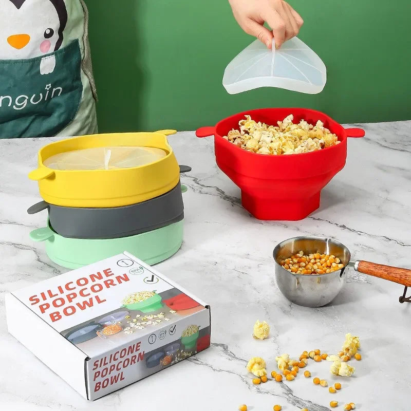 Faltbarer Silikon Mikrowellen Popcorn-Maker für gesunden Snack & Filmabend.