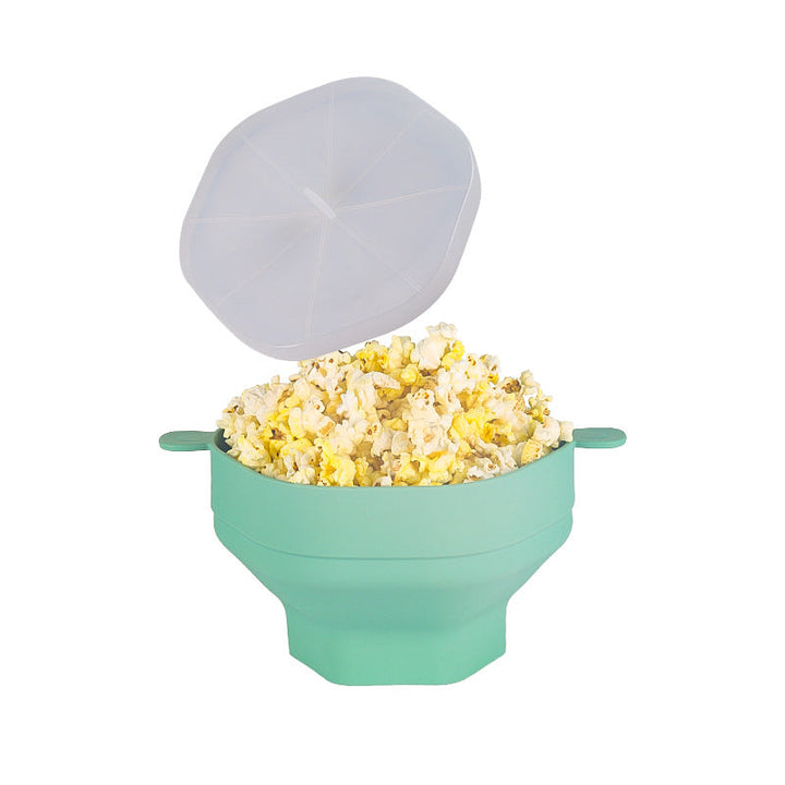 Grauer Silikon Mikrowellen Popcorn-Maker, wiederverwendbar, macht knuspriges Popcorn einfach & schnell.