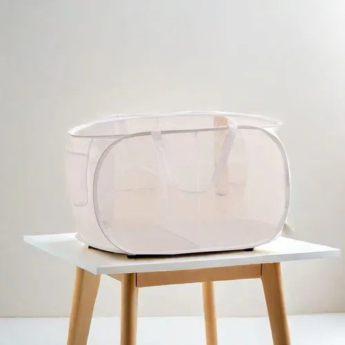 Flexibler Wäschebehälter zum Falten, mit Trennsystem und Extra-Tasche, ideal für die gesamte Familie und jeden Raum.