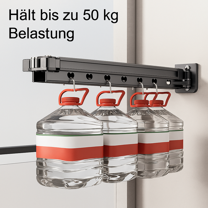 Faltbarer Wandtrockner mit einfacher Vakuum Montage. Kein Bohren nötig, ideal für jede Wohnung & Balkon.
