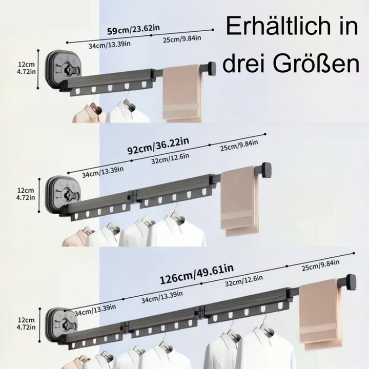 Funktioneller Trockengestell faltbar, wandmontiert und platzsparend. Perfekt für das Trocknen von Kleidung.