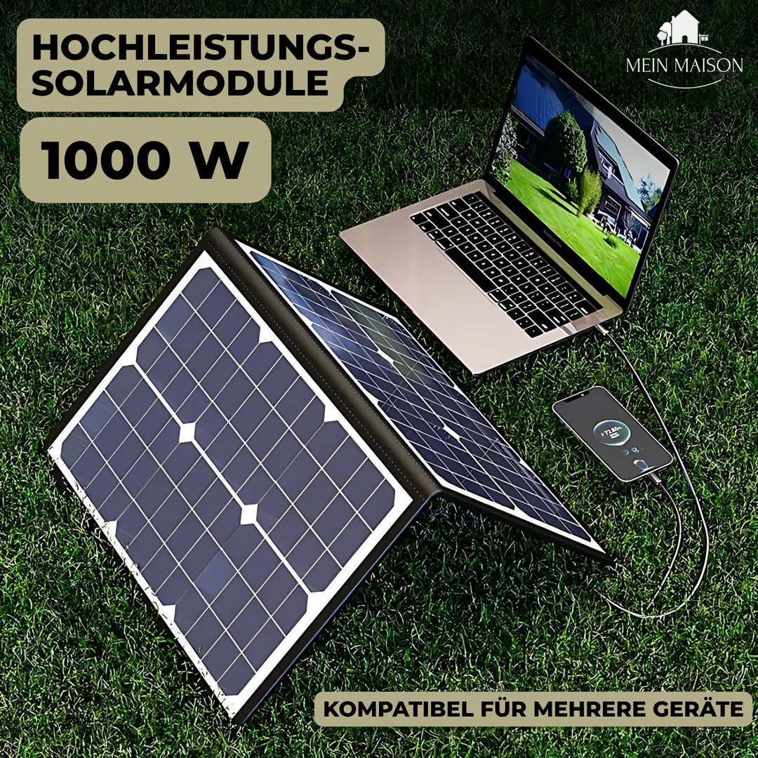 Mobiles 1000W Solarpanel-Komplettset mit MPPT & USB-C für Outdoor-Abenteuer.