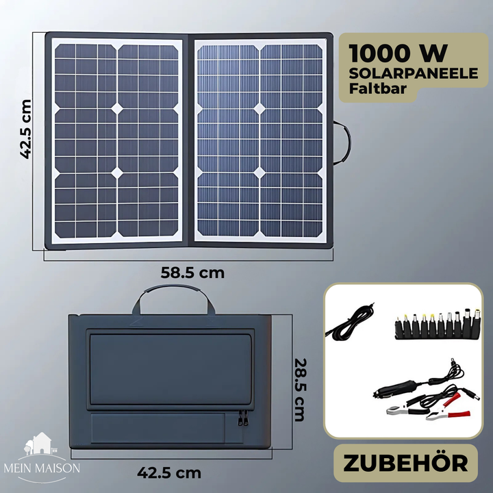 Tragbares 1000W Solarmodul-Kit mit USB-C für Camping, Reisen & Notstrom.