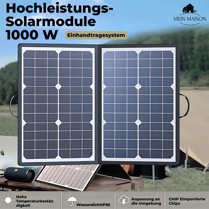 Netzunabhängiges 1000W Falt-Solarpanel, robust & mobil, für Outdoor-Enthusiasten.