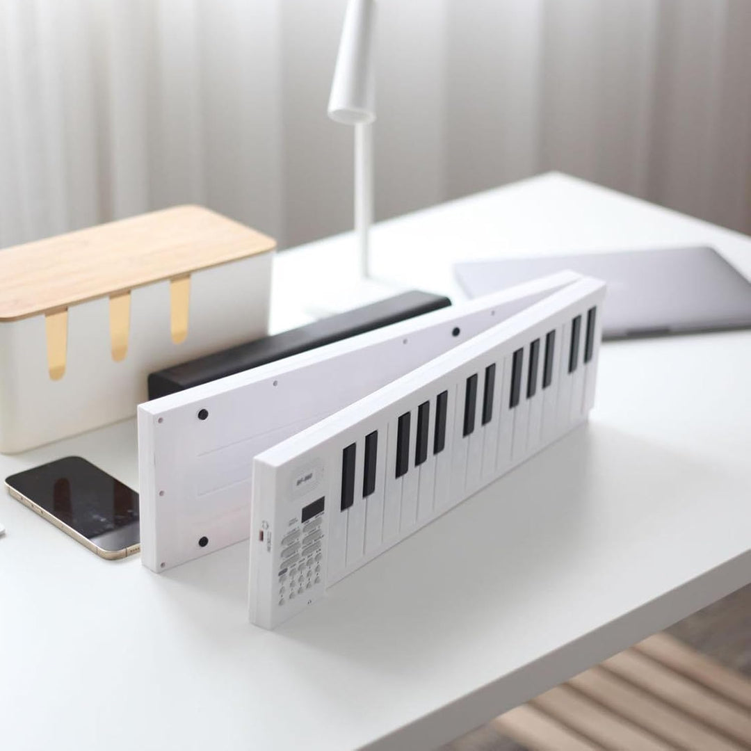 61-Tasten faltbares Digitalpiano Meliora, zeigt Bedienfeld für Aufnahme- & Wiedergabefunktion.