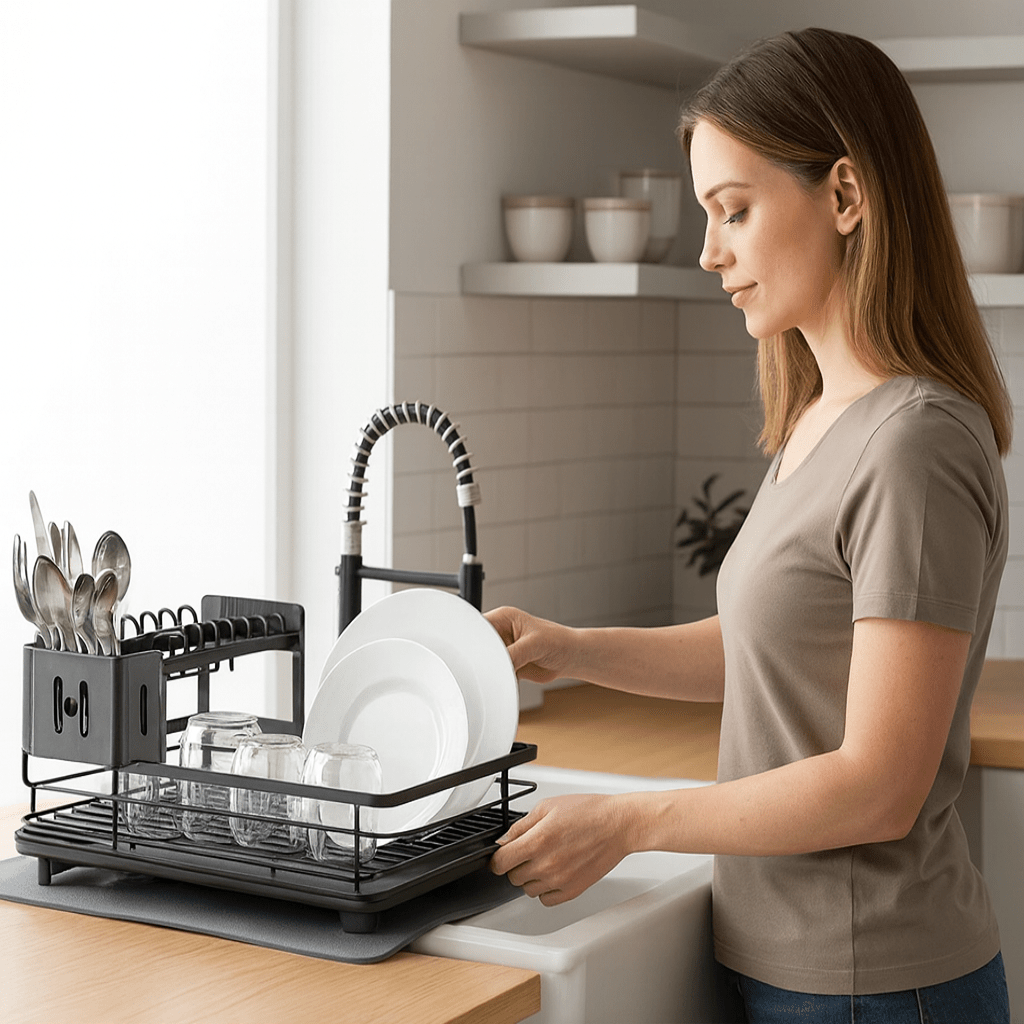 Hochwertiges faltbares Abtropfgestell in elegantem Design. Passt perfekt zu jeder modernen Kücheneinrichtung.