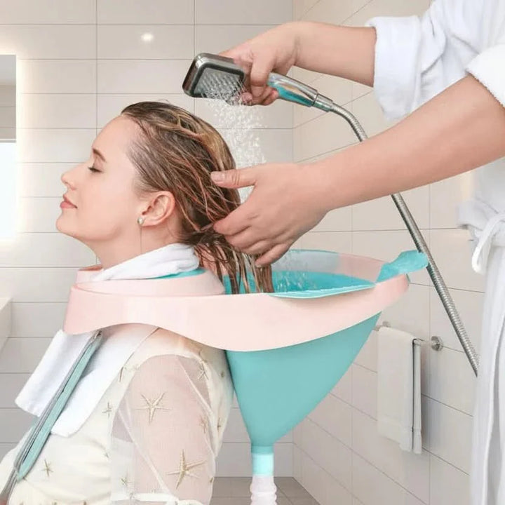 Faltbares Haarwaschbecken für bequeme Haarpflege zu Hause, ideal als mobiles Badaccessoire.