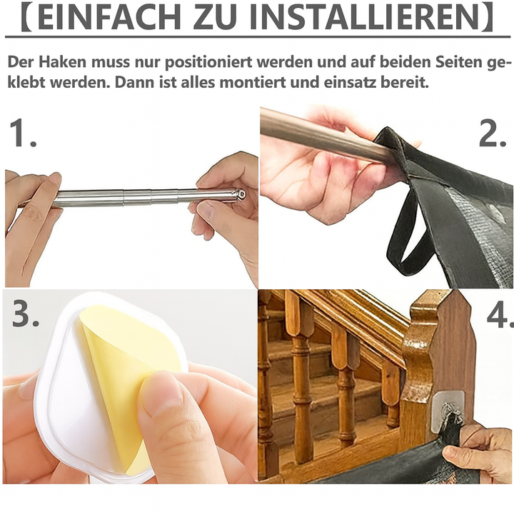 Modernes faltbares Hundeabsperrgitter aus robustem Netzgewebe. Dezenter Haustierzaun für flexible Raumeinteilung.
