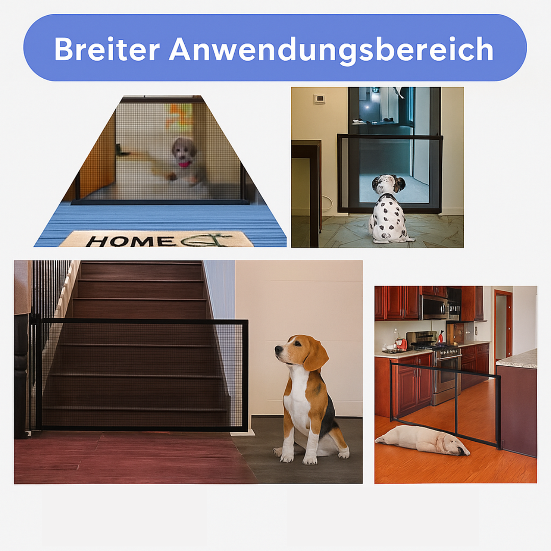 Flexibles Hundeabsperrgitter bietet sichere Begrenzung für Welpen und Haustiere. Ideal für Zuhause, mobil einsetzbar.