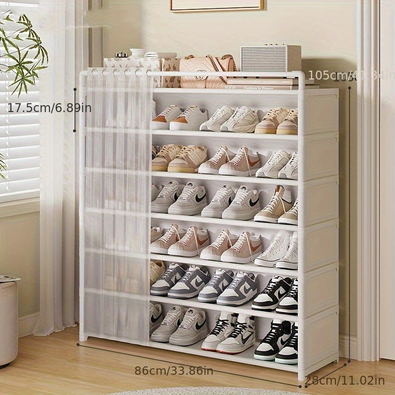 Schickes Schuhregal mit Staubschutz, faltbar & stabil, für eine aufgeräumte und geschützte Schuhsammlung.