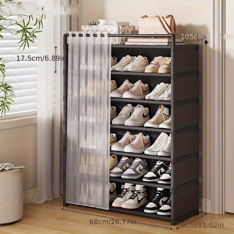 Innovatives faltbares Schuhregal zur effizienten Schuhaufbewahrung, mit praktischem Staubschutz.